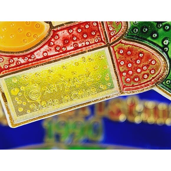 Christmas Sun Catcher Window Plaque 90s Plastic Large Stained Glass Style x7 Vtg - Picture 10 of 16